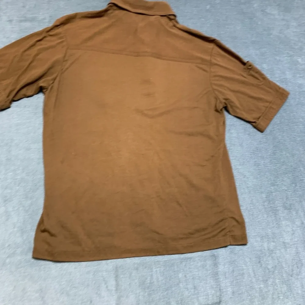 Scene III by Da Vinci Polo Shirt Mens Large Brown Chest Pockets Golf Performance